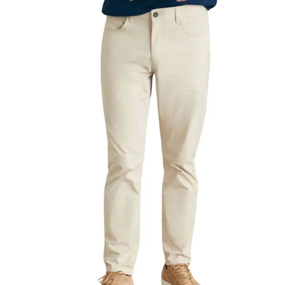 Faherty Men's Movement Five-Pocket Pants in Light Sand Khaki Size 36